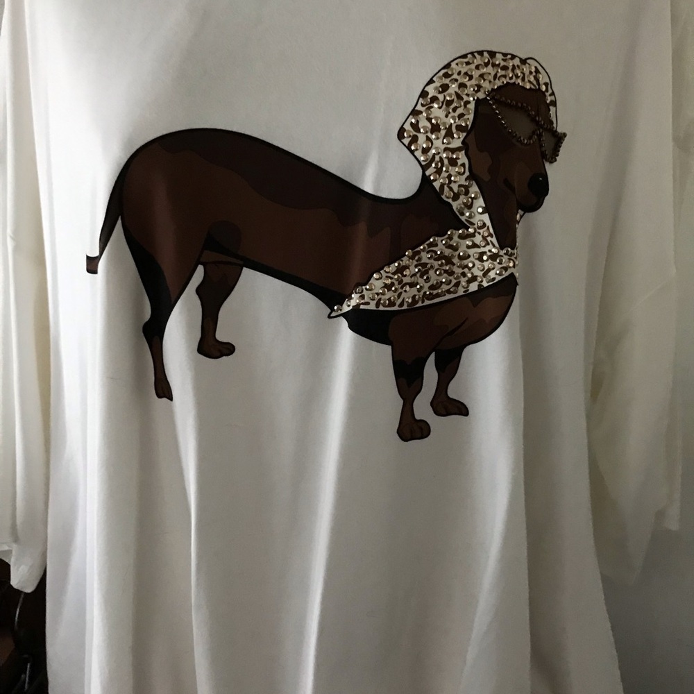 Stylish Dachshund Graphic Dog Tee in White